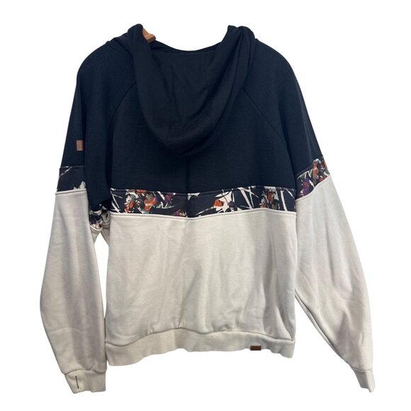 Roxy Womens Hoodie Sz XL Liberty Fleece Snowboarding Black/Beige Floral Beachy - Picture 2 of 13